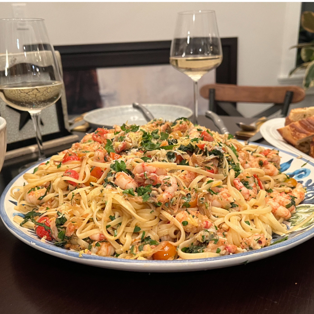 Side-Stripe Shrimp Linguine Recipe photo. Taken fresh on a local BC fishing
boat.