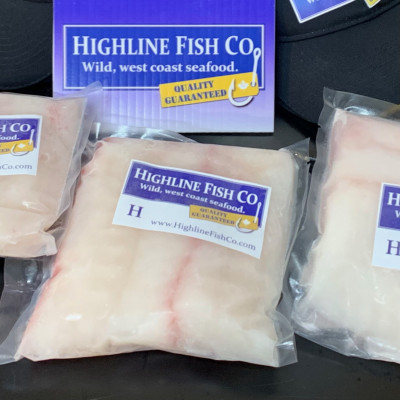 Frozen Halibut product photo. Taken fresh on a local BC fishing boat.